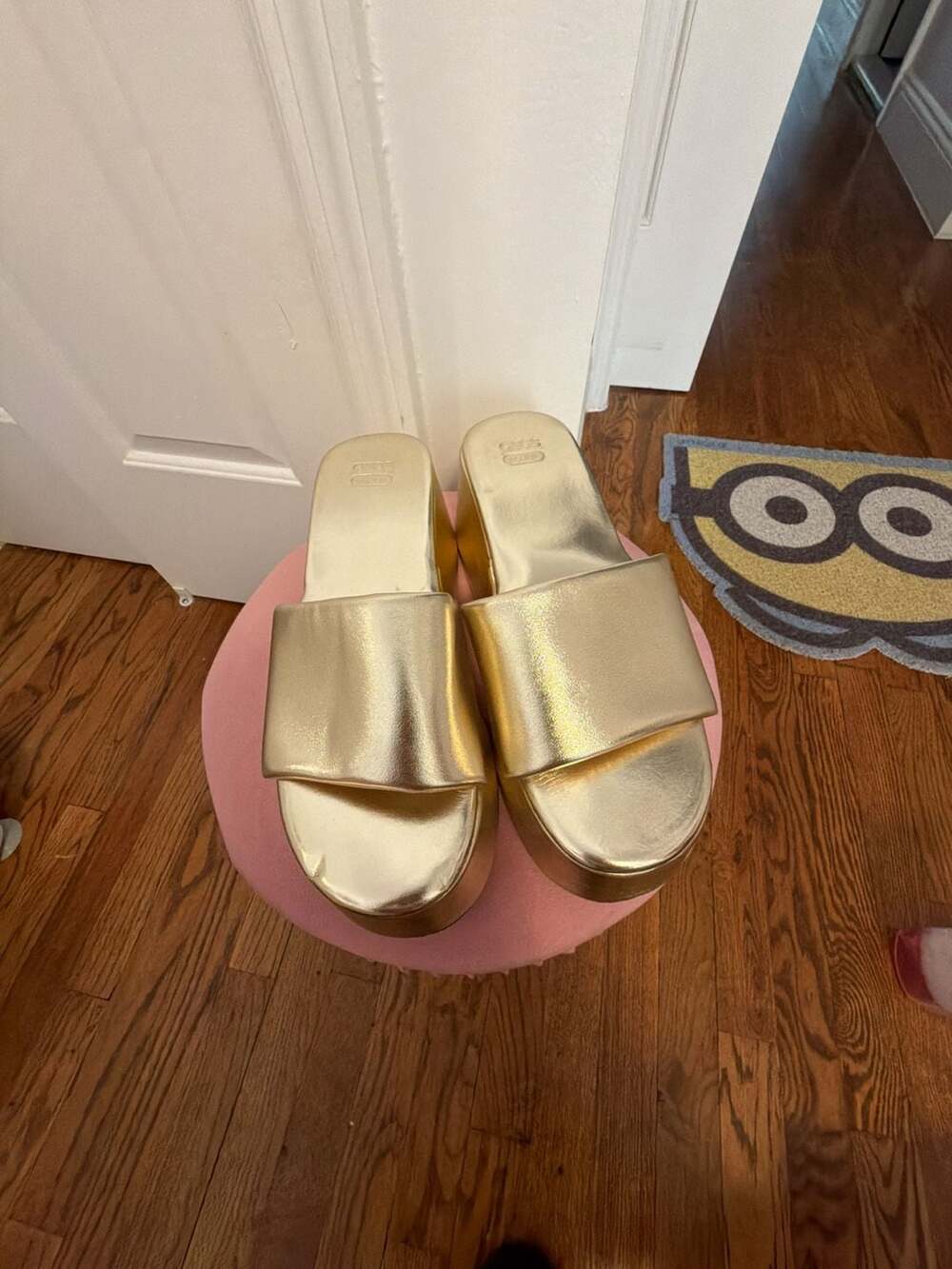 ASOS DESIGN Tornado mule flatform sandals in gold